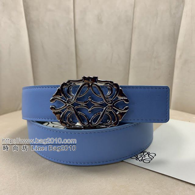 LOEWE女士皮帶 羅意威經典銅扣手掌紋雙面牛皮腰帶  jjp1810